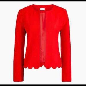 J Crew red scalloped blazer